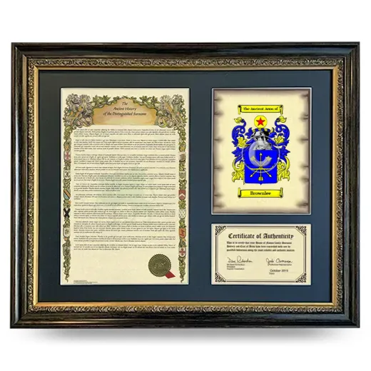 Brownlee Framed Surname History and Coat of Arms- Heirloom
