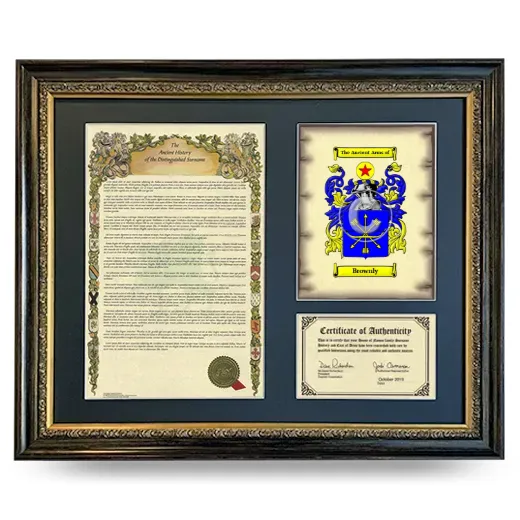 Brownly Framed Surname History and Coat of Arms- Heirloom