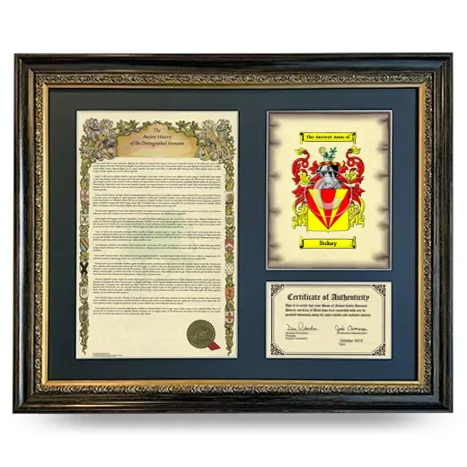 Bukay Framed Surname History and Coat of Arms- Heirloom