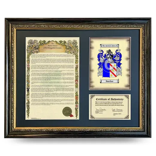 Burchar Framed Surname History and Coat of Arms- Heirloom