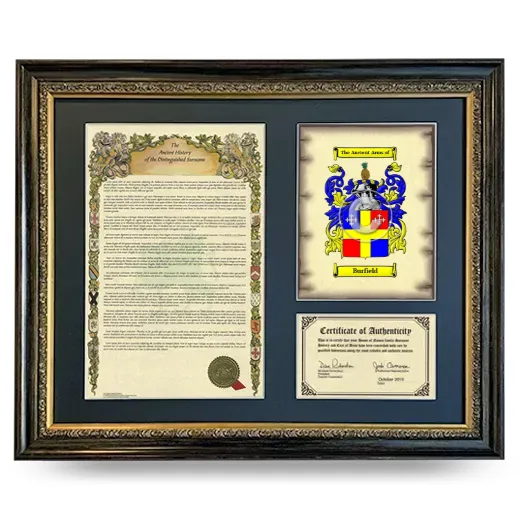 Burfield Framed Surname History and Coat of Arms- Heirloom