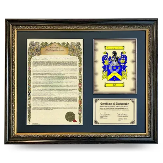 But Framed Surname History and Coat of Arms- Heirloom