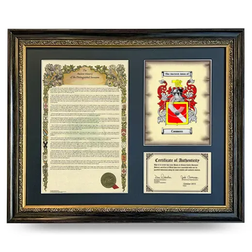 Cannon Framed Surname History and Coat of Arms- Heirloom