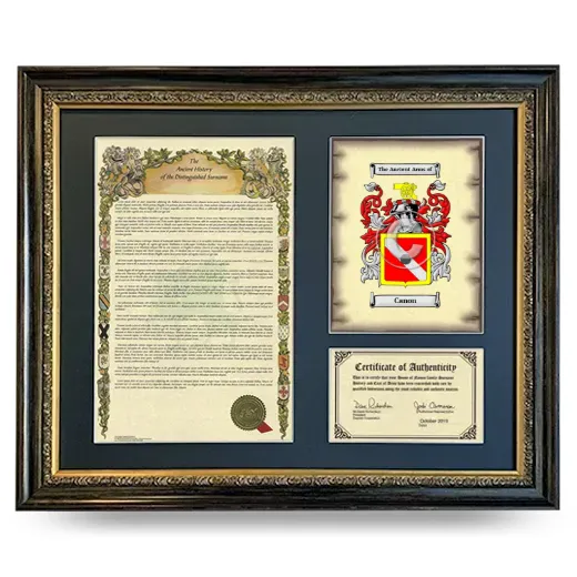 Canon Framed Surname History and Coat of Arms- Heirloom