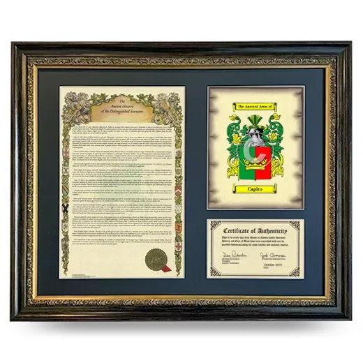 Capito Framed Surname History and Coat of Arms- Heirloom