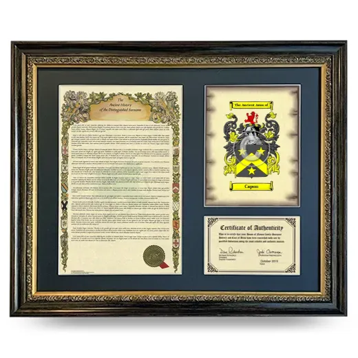 Capon Framed Surname History and Coat of Arms- Heirloom