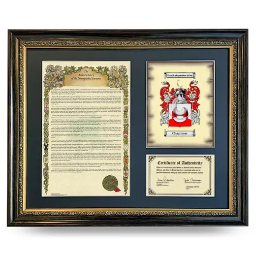 Chapmon Framed Surname History and Coat of Arms- Heirloom