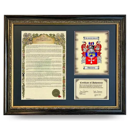 Chauncey Framed Surname History and Coat of Arms- Heirloom