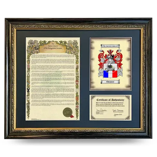 Clement Framed Surname History and Coat of Arms- Heirloom