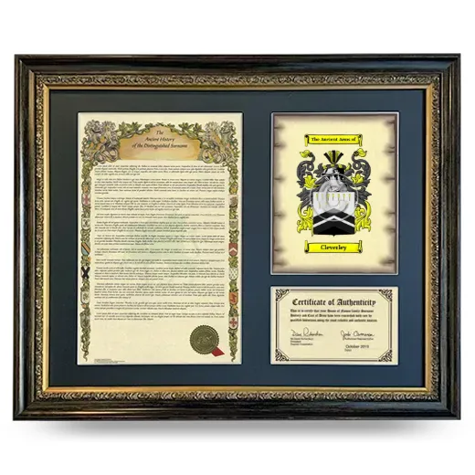 Cleverley Framed Surname History and Coat of Arms- Heirloom