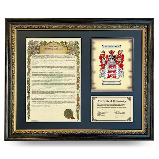 Coome Framed Surname History and Coat of Arms- Heirloom