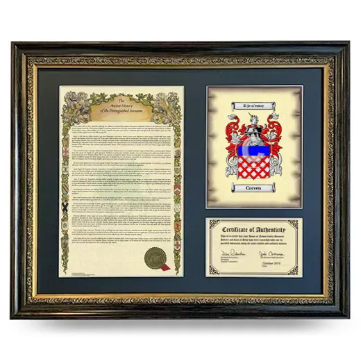 Corven Framed Surname History and Coat of Arms- Heirloom