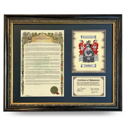 Couchman Framed Surname History and Coat of Arms- Heirloom
