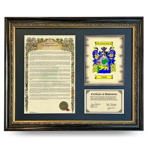 Crank Framed Surname History and Coat of Arms- Heirloom