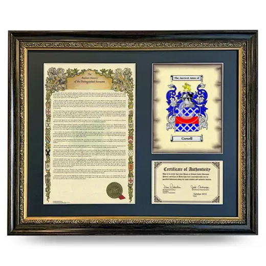 Cresell Framed Surname History and Coat of Arms- Heirloom