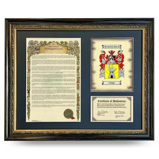 Crespi Framed Surname History and Coat of Arms- Heirloom