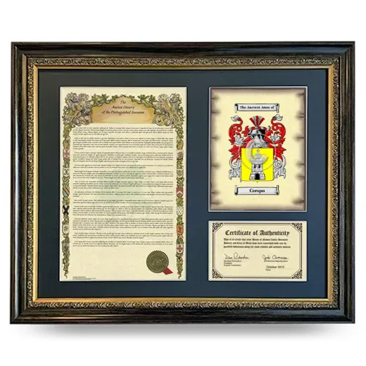 Crespo Framed Surname History and Coat of Arms- Heirloom