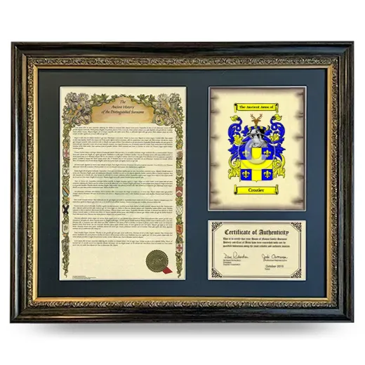Crozier Framed Surname History and Coat of Arms- Heirloom