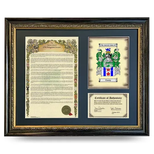 Cunty Framed Surname History and Coat of Arms- Heirloom