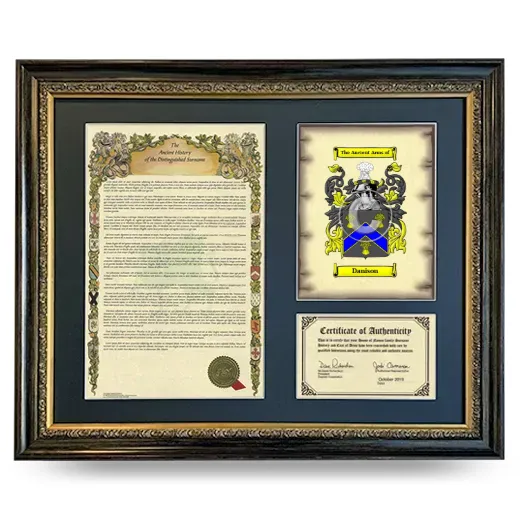 Danison Framed Surname History and Coat of Arms- Heirloom