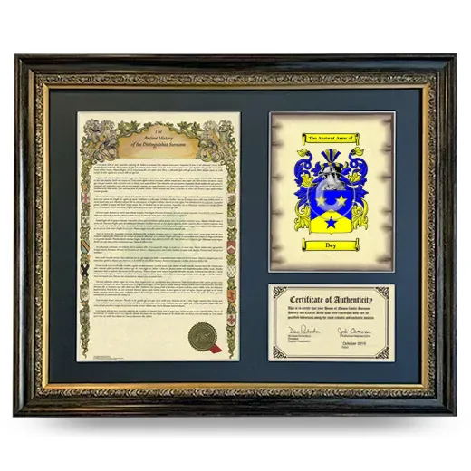 Dey Framed Surname History and Coat of Arms- Heirloom