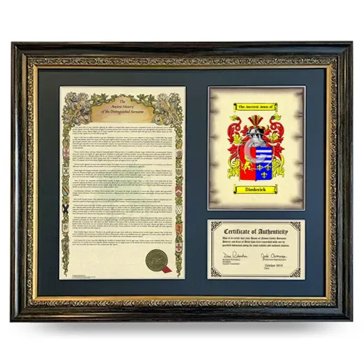 Diederick Framed Surname History and Coat of Arms- Heirloom