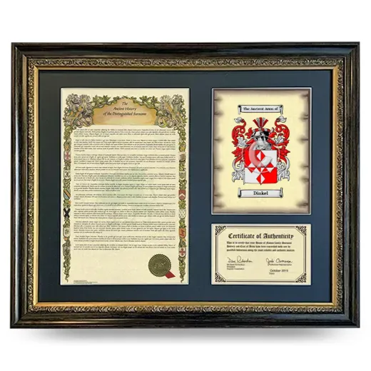 Dinkel Framed Surname History and Coat of Arms- Heirloom