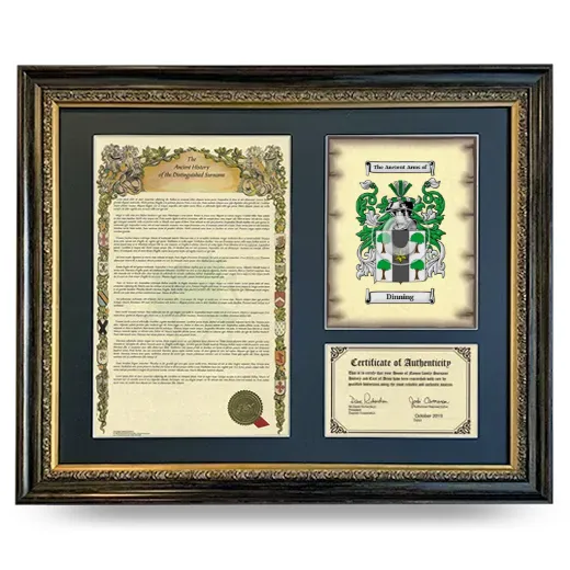 Dinning Framed Surname History and Coat of Arms- Heirloom