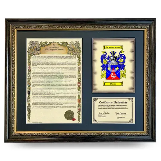 Doose Framed Surname History and Coat of Arms- Heirloom