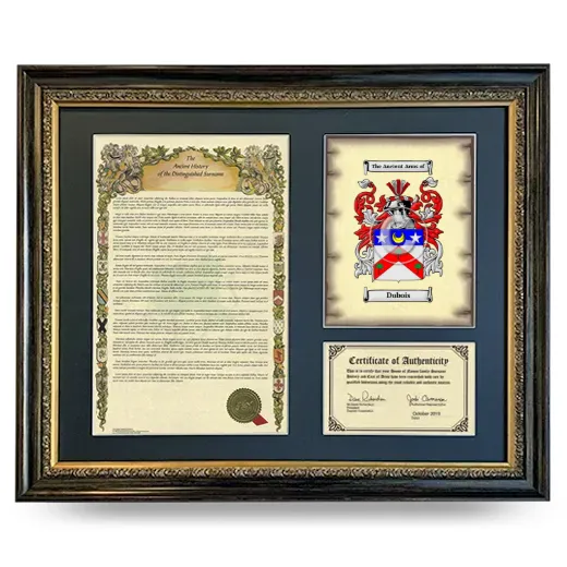 Dubois Framed Surname History and Coat of Arms- Heirloom