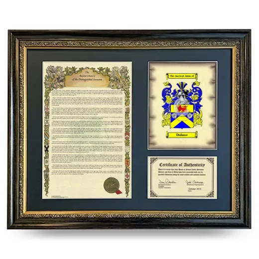 Duhme Framed Surname History and Coat of Arms- Heirloom