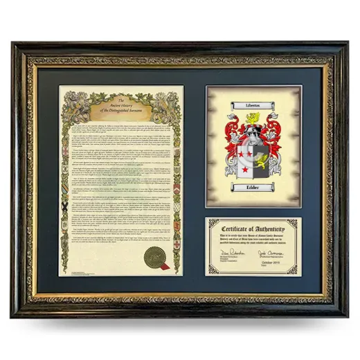 Edder Framed Surname History and Coat of Arms- Heirloom