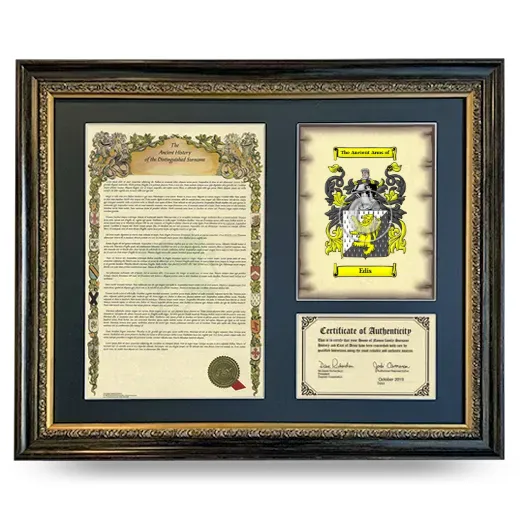 Edis Framed Surname History and Coat of Arms- Heirloom