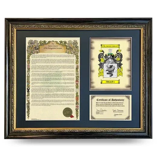 Edward-s Framed Surname History and Coat of Arms- Heirloom