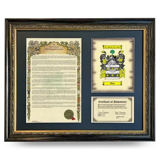 Elam Framed Surname History and Coat of Arms- Heirloom