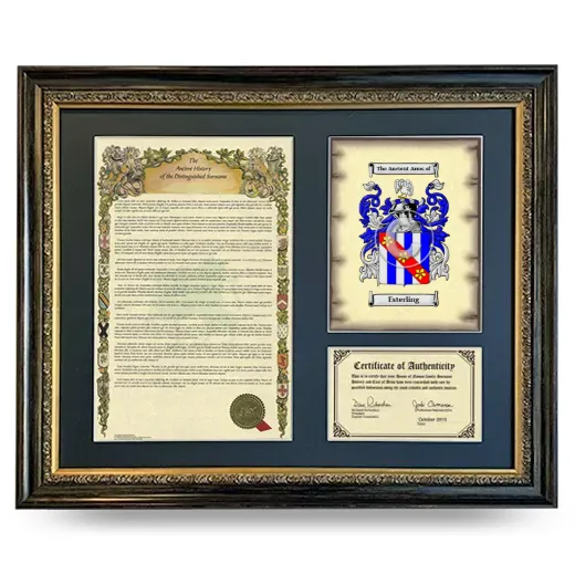Esterling Framed Surname History and Coat of Arms- Heirloom