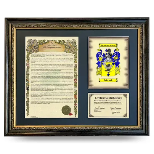 Faircloth Framed Surname History and Coat of Arms- Heirloom