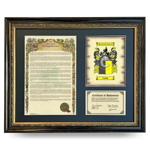 Farely Framed Surname History and Coat of Arms- Heirloom