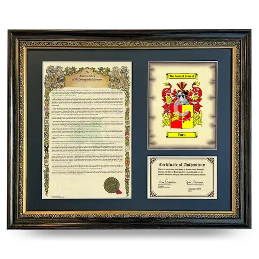 Farn Framed Surname History and Coat of Arms- Heirloom