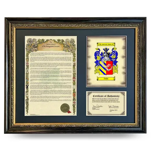 Feist Framed Surname History and Coat of Arms- Heirloom