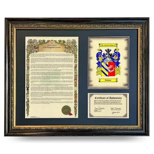 Feister Framed Surname History and Coat of Arms- Heirloom