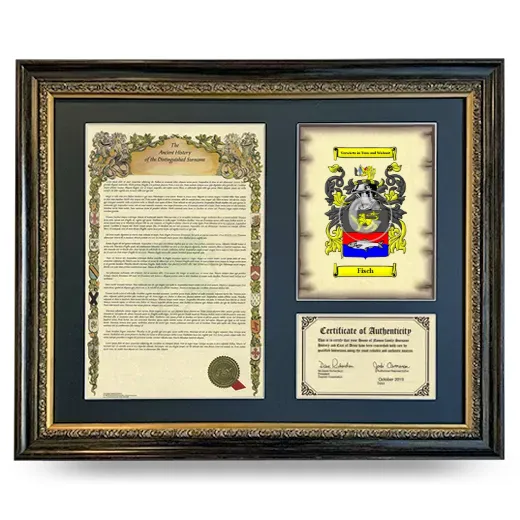 Fisch Framed Surname History and Coat of Arms- Heirloom