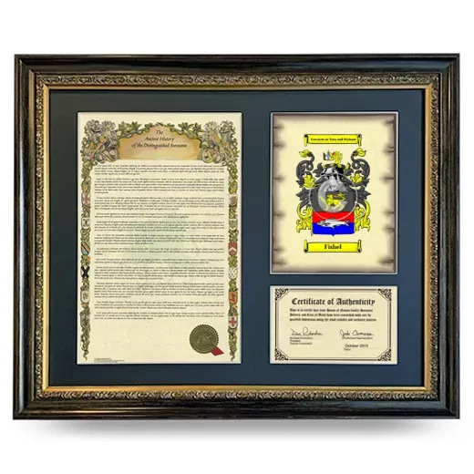Fishel Framed Surname History and Coat of Arms- Heirloom