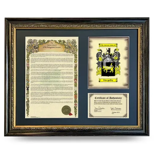 Fitz-geffry Framed Surname History and Coat of Arms- Heirloom