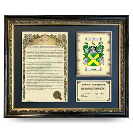 Franke Framed Surname History and Coat of Arms- Heirloom