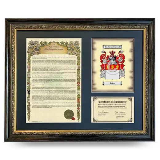 Frim Framed Surname History and Coat of Arms- Heirloom