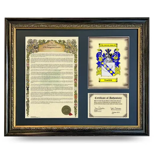 Froelich Framed Surname History and Coat of Arms- Heirloom