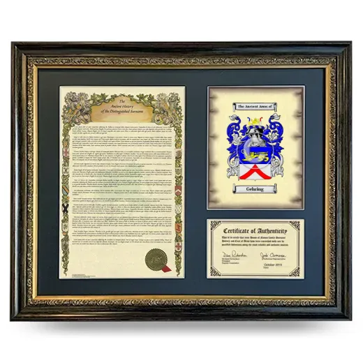Gehring Framed Surname History and Coat of Arms- Heirloom