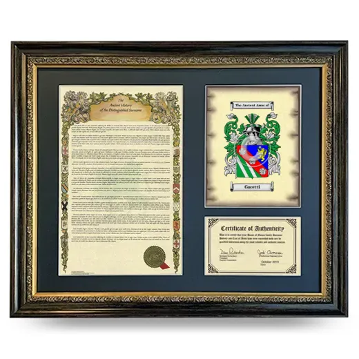 Goretti Framed Surname History and Coat of Arms- Heirloom