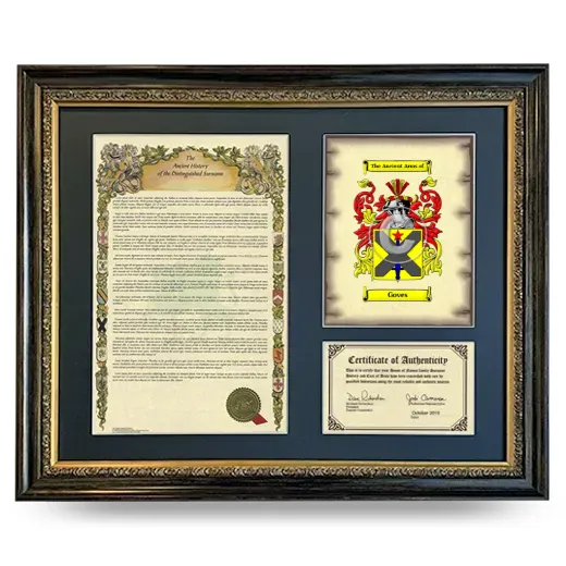 Goves Framed Surname History and Coat of Arms- Heirloom